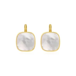 Ashanti square sleeper earrings – white