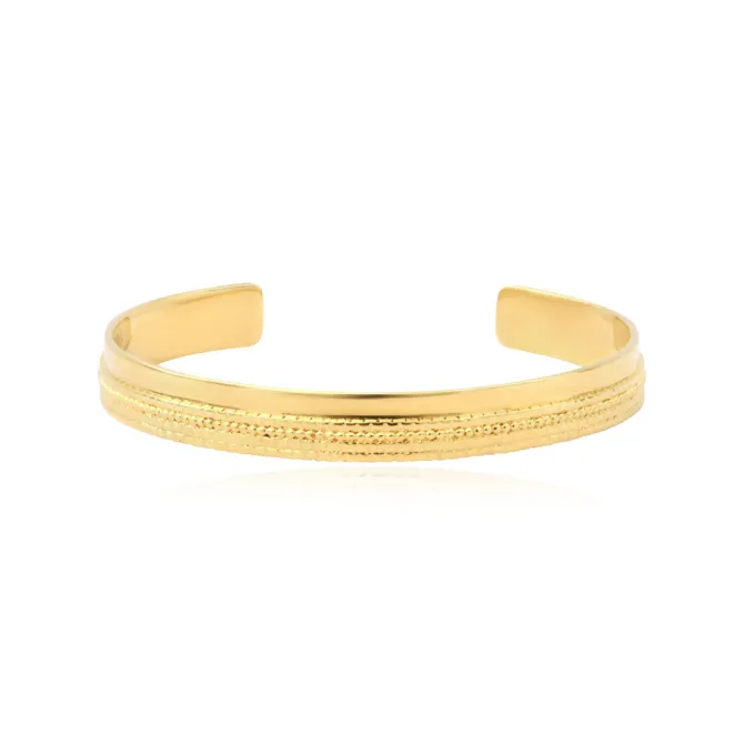 Ashanti Wide Adjustable Bangle Bracelet – Gold