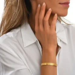Ashanti Wide Adjustable Bangle Bracelet – Gold