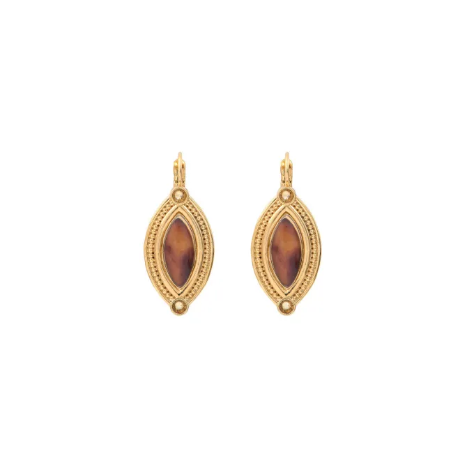 Atria thin sleeper earrings - tortoiseshell