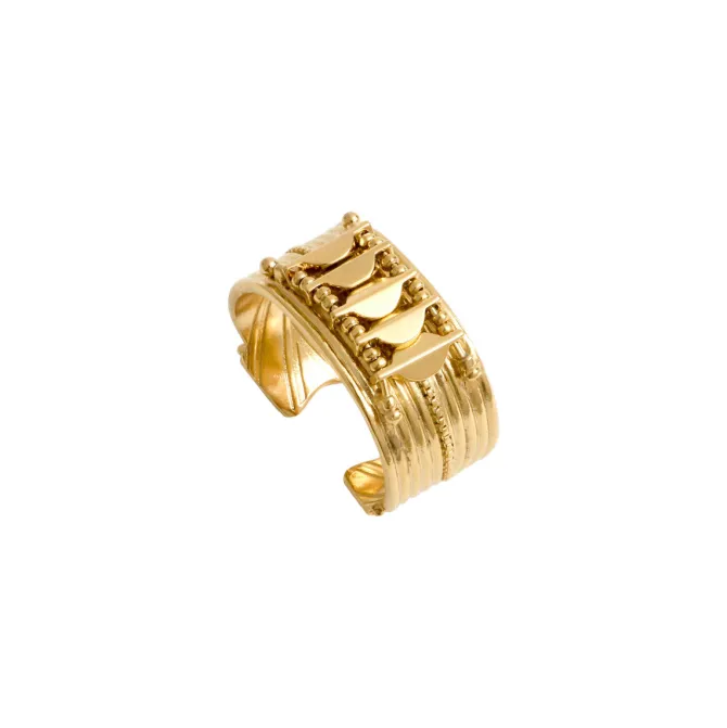 Babylon adjustable ring in fine gold-plated metal - gold-plated