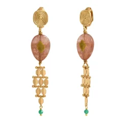 Babylon clip-on earrings - rose quartz