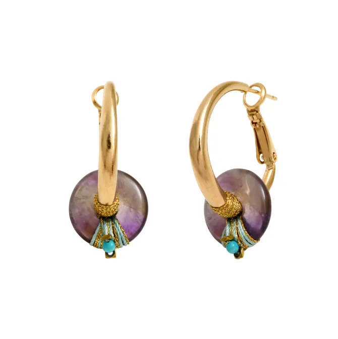 Babylon delicate hoop earrings - violet