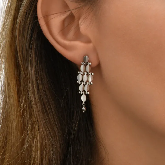 Babylon pierced post drop earrings - silver