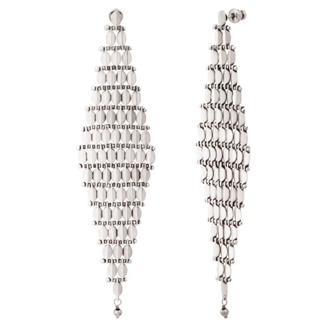 Babylon XXL long pierced stud earrings - silver
