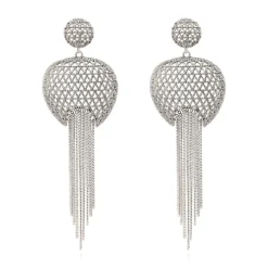 Betty pierced stud earrings in metal and chains - silver