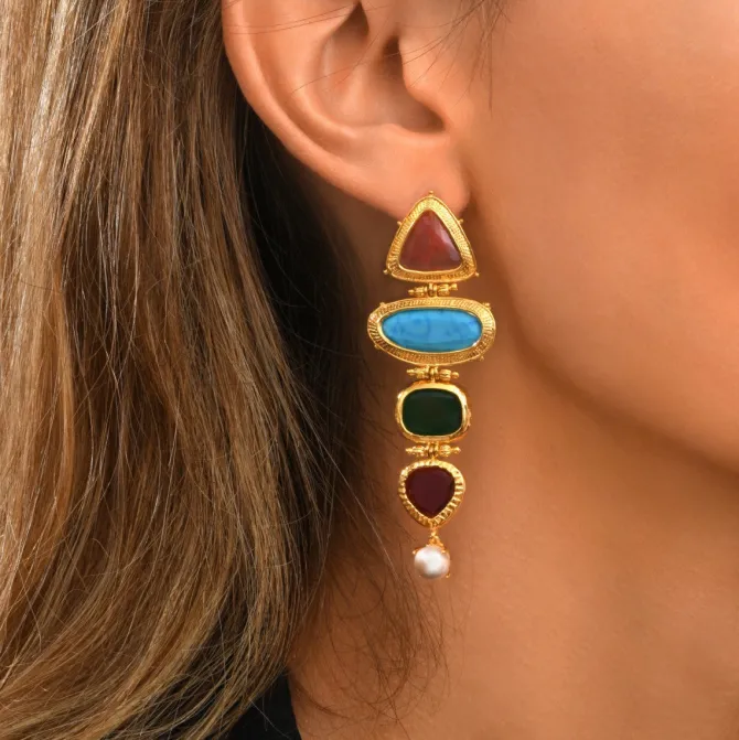 Byzance clip-on earrings – multicoloured