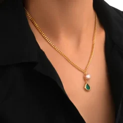 Byzantium teardrop pendant necklace – blue