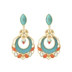 Capraia clip-on earrings - turquoise and orange
