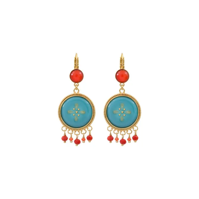 Capraia delicate sleeper earrings - turquoise