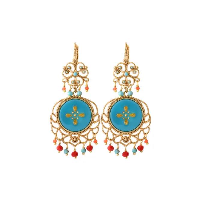 Capraia wide sleeper earrings - turquoise