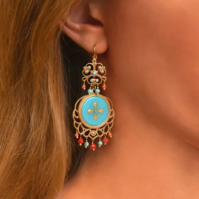 Capraia wide sleeper earrings - turquoise