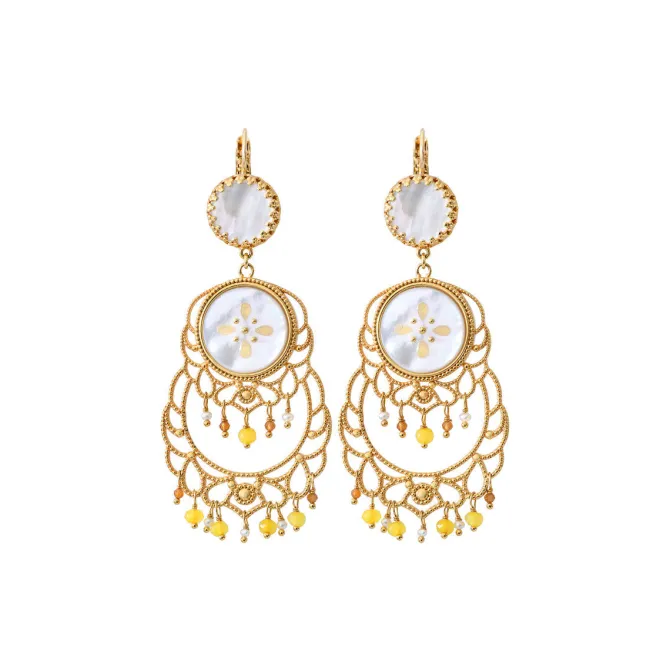 Capraia wide sleeper earrings - white