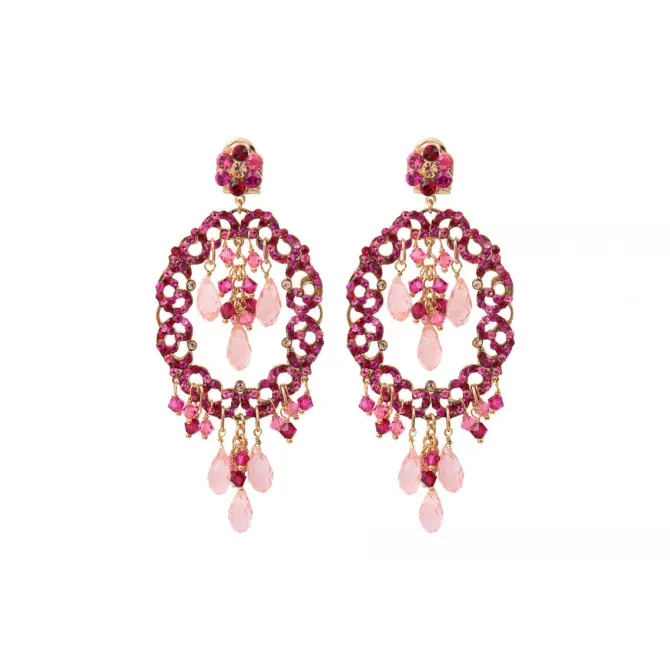 Chiara baroque pierced stud earrings - fuchsia pink