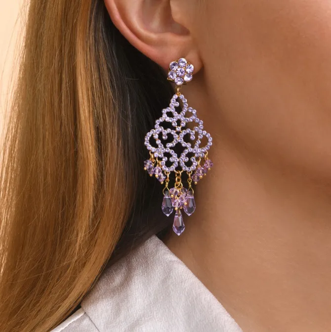 Chiara fine stud earrings for pierced ears - violet