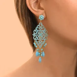 Chiara graphic pierced stud earrings - turquoise