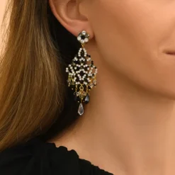 Chiara pierced sleeper stud earrings - black and white