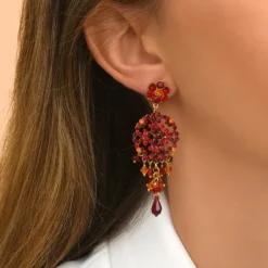 Chiara pierced stud earrings - red and orange