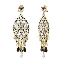 Chiara pierced stud earrings - black and white