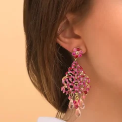 Chiara pierced stud earrings - fuchsia pink