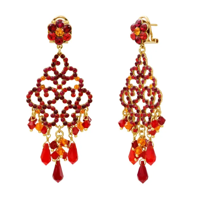 Chiara Solar Pierced Stud Earrings - Red