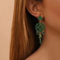 Chiara thin stud earrings - green