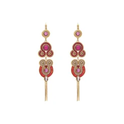 Circus dangle sleeper earrings - fuchsia pink