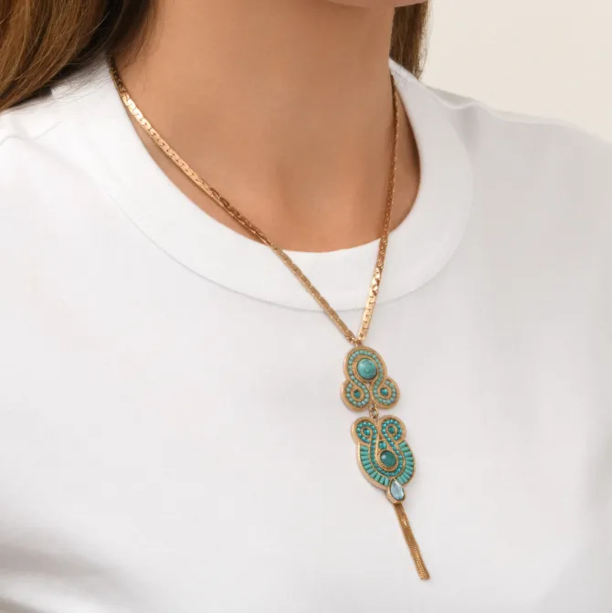 Circus pendant necklace - turquoise