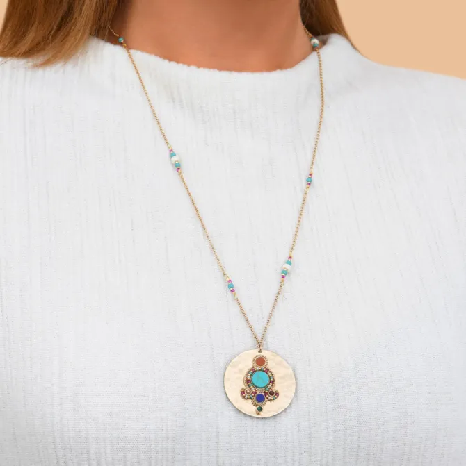 Claudia Adjustable Pendant Necklace - Multicolored
