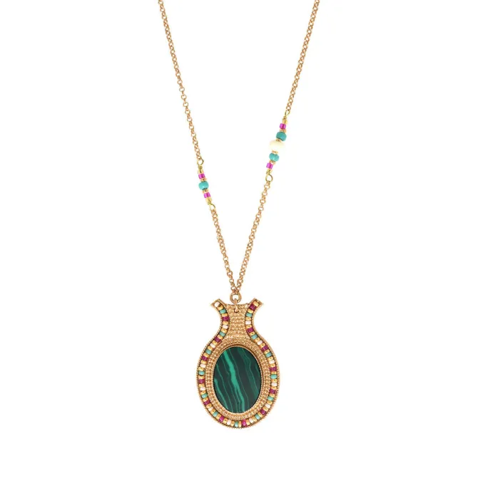 Claudia delicate pendant necklace - green