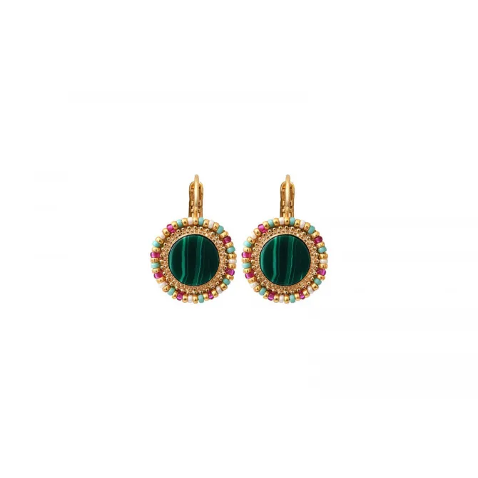 Claudia thin sleeper earrings - green