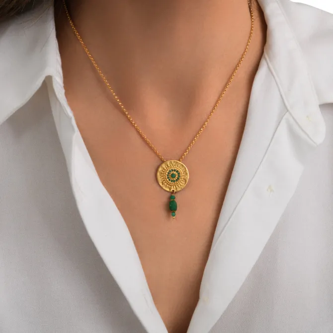 Dakota Adjustable Delicate Pendant Necklace - Green