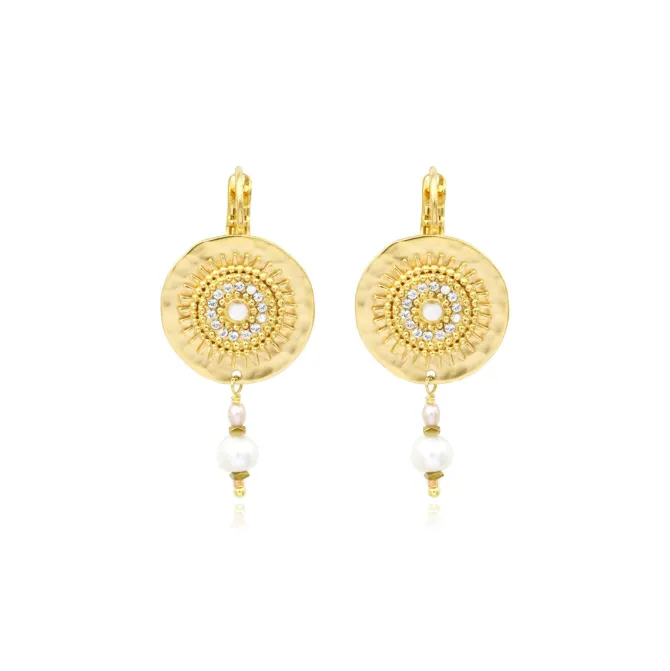 Dakota fine sleeper earrings - pearl