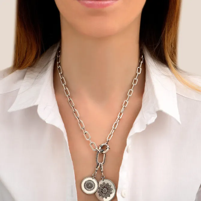 Farah Adjustable Pendant Necklace - Silver