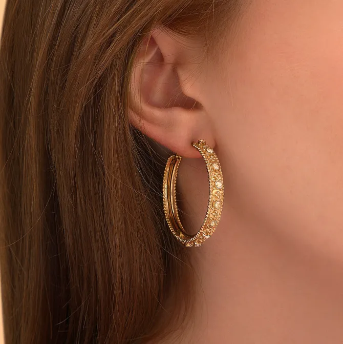 Farah Large Pierced Stud Earrings - Gold