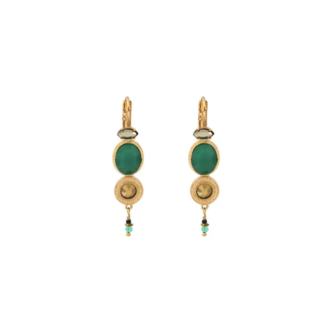 Fujita thin sleeper earrings - green