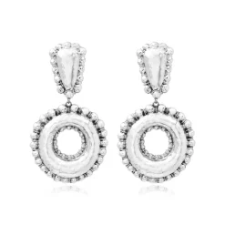 Gilda round clip-on drop earrings – silver