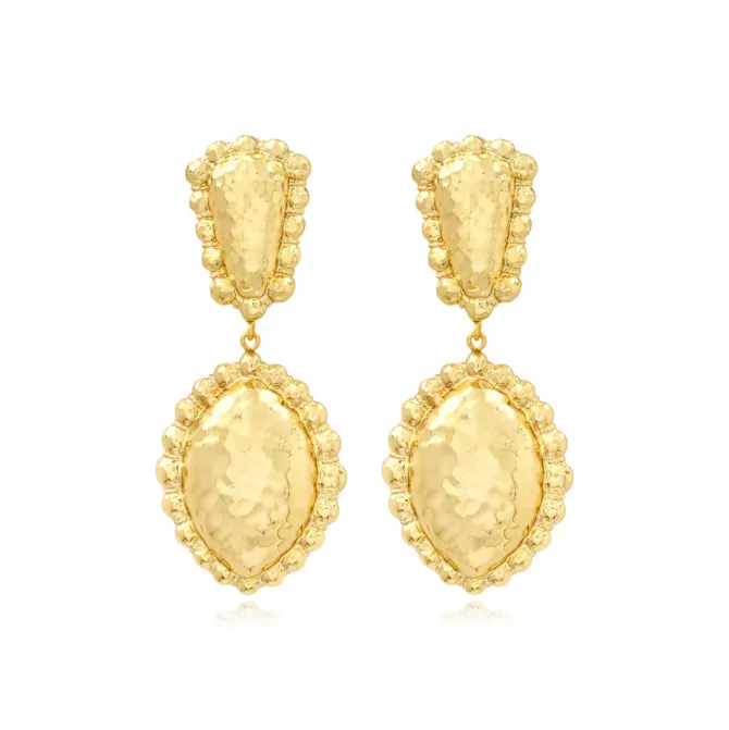 Gilda round clip-on drop earrings – gold