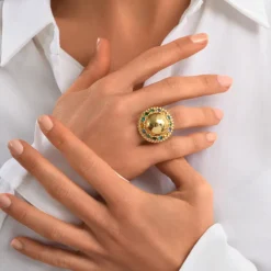 Gloria adjustable medium ring - green