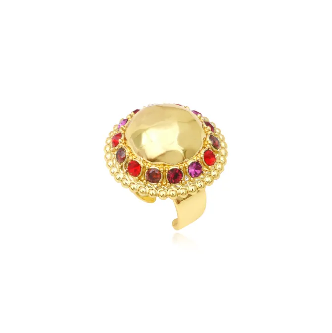Gloria adjustable medium ring - red