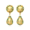 Gloria clip-on drop earrings - green