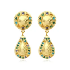 Gloria clip-on drop earrings - green