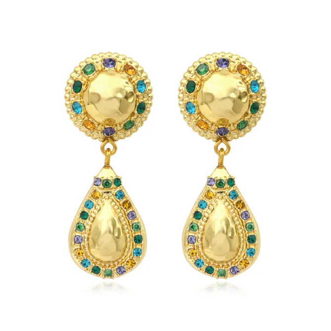 Gloria clip-on drop earrings - green