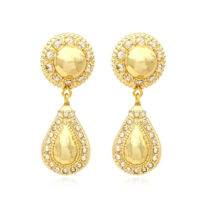Gloria clip-on drop earrings - gold
