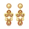 Gloria clip-on earrings in gold metallic resin and crystals - red