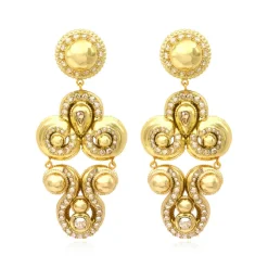Gloria clip-on earrings in gold metallic resin and crystals - gold