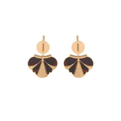 Hawaiian sleeper earrings - black and gold