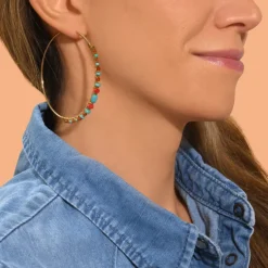 Iancura hoop earrings - turquoise carnelian