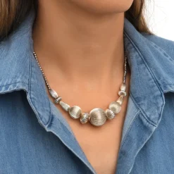 Inti adjustable short necklace - silver