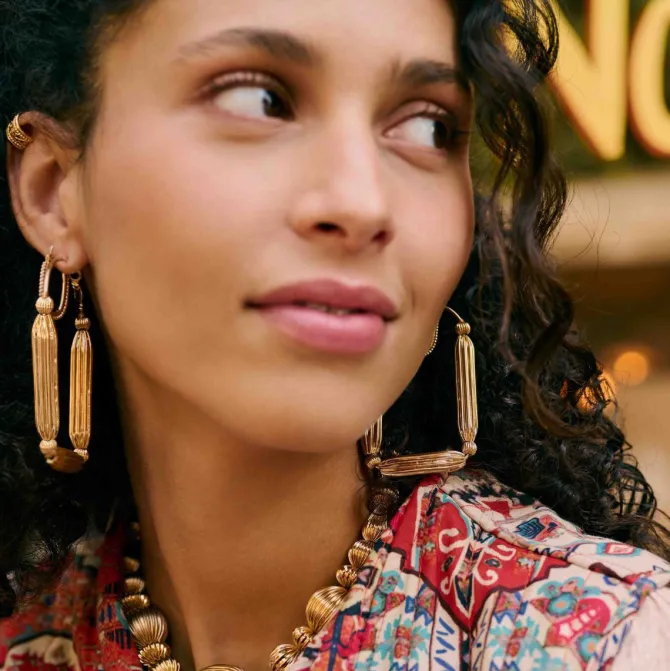 Inti rectangular hoop earrings - gold